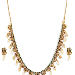 Graceful Temple Style Pearl Necklace Set