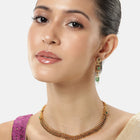Timeless Ethnic Inspired Necklace Set. Gold and green beaded necklace and earrings. Best for special occasions & Weddings.