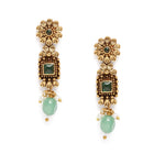 Timeless Ethnic Inspired Necklace Set. Gold and green beaded necklace and earrings. Best for special occasions & Weddings.