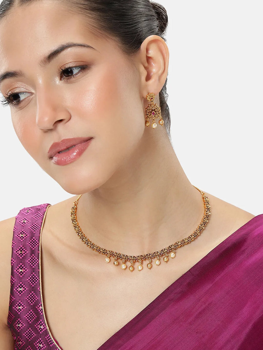 Exquisite Faux Ruby & Pearl Festive Set