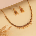 Royal Temple Choker with Dangling Pearls. Gold necklace and earrings set. Best for festive, ethnic looks & minimal ethnic looks.