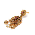 Royal Temple Choker with Dangling Pearls. Gold necklace and earrings set. Best for festive, ethnic looks & minimal ethnic looks.