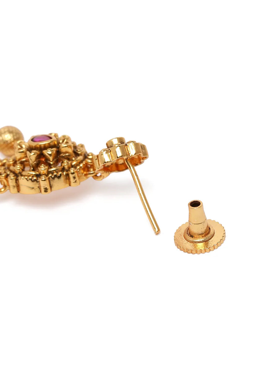 Royal Temple Choker with Dangling Pearls