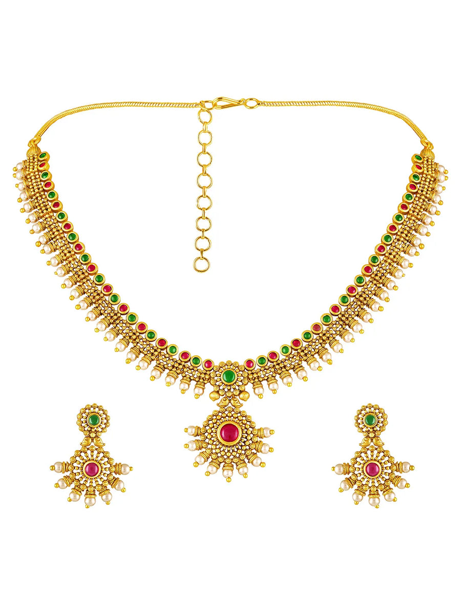Heritage Ruby Accents Bridal Necklace Set
