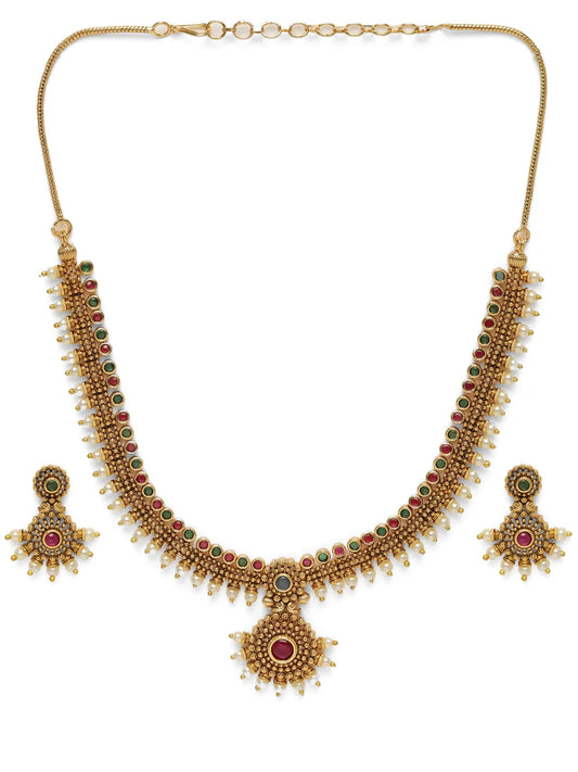 Heritage Ruby Accents Bridal Necklace Set