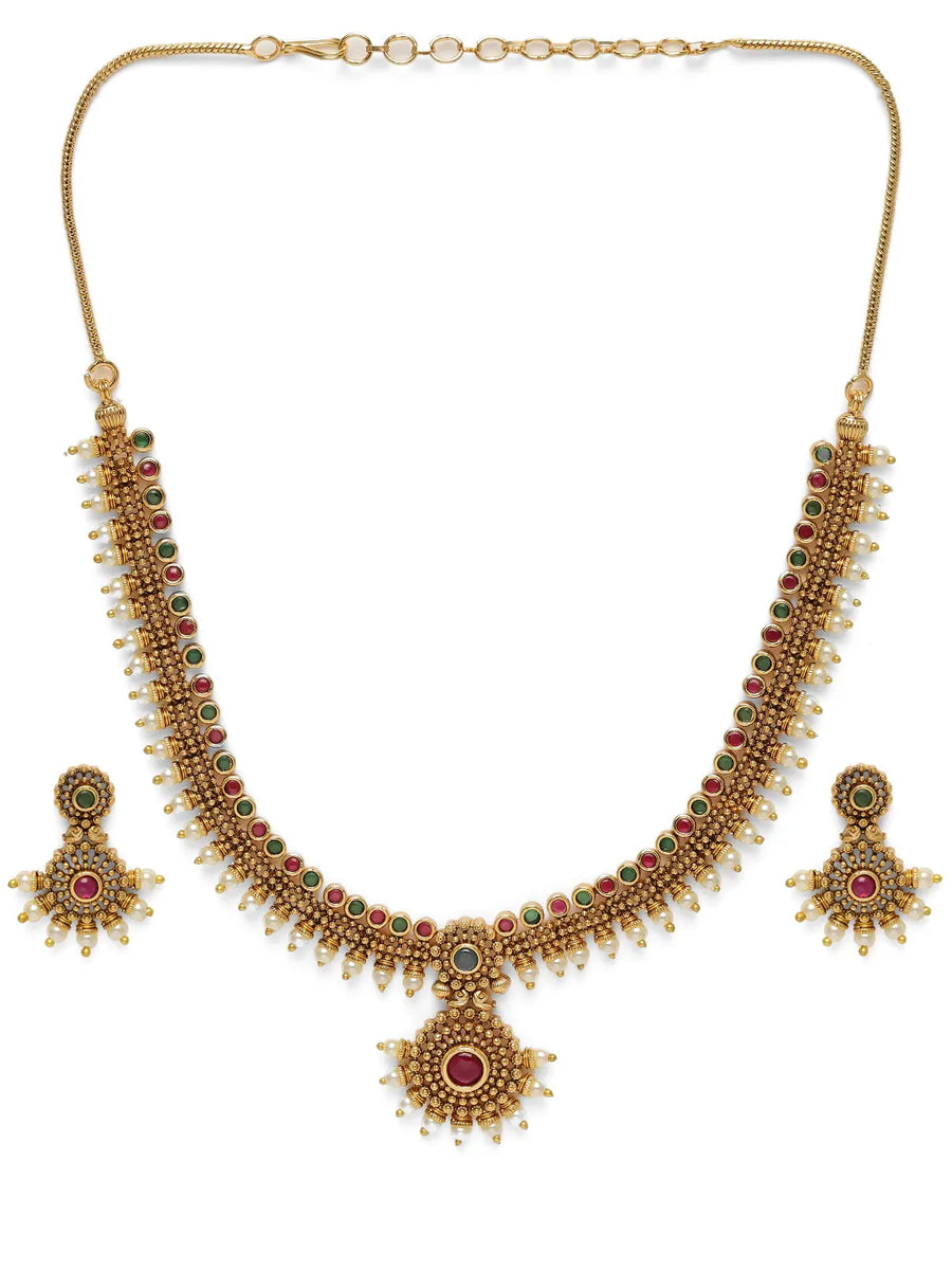 Heritage Ruby Accents Bridal Necklace Set