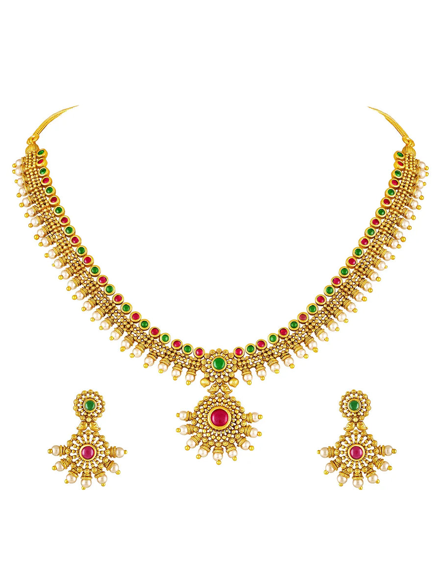 Heritage Ruby Accents Bridal Necklace Set