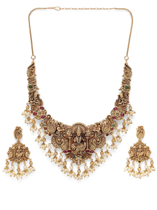 Temple Style Goddness Motif Necklace Set