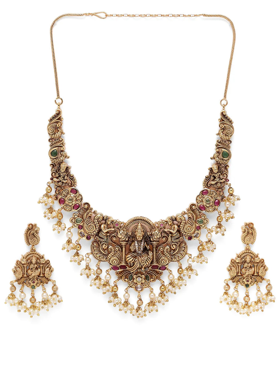 Temple Style Goddness Motif Necklace Set