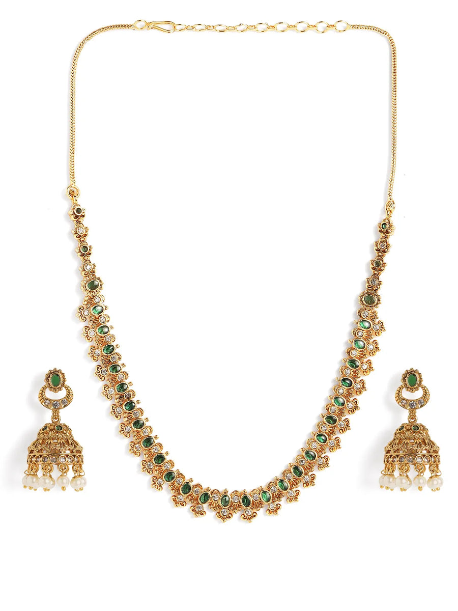 Emerald Glow Faux Kundan Necklace Set