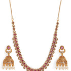 Exquisite Faux Ruby Jhumka Necklace Set