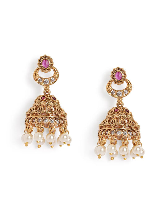 Exquisite Faux Ruby Jhumka Necklace Set