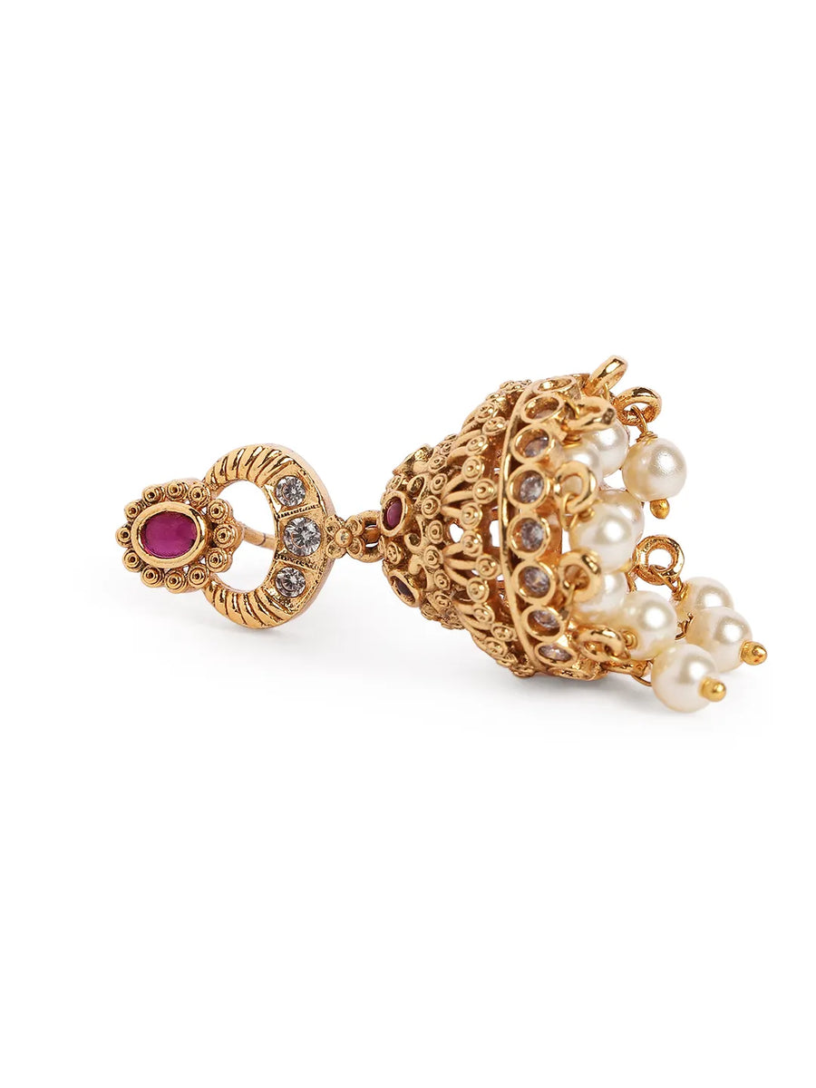 Exquisite Faux Ruby Jhumka Necklace Set