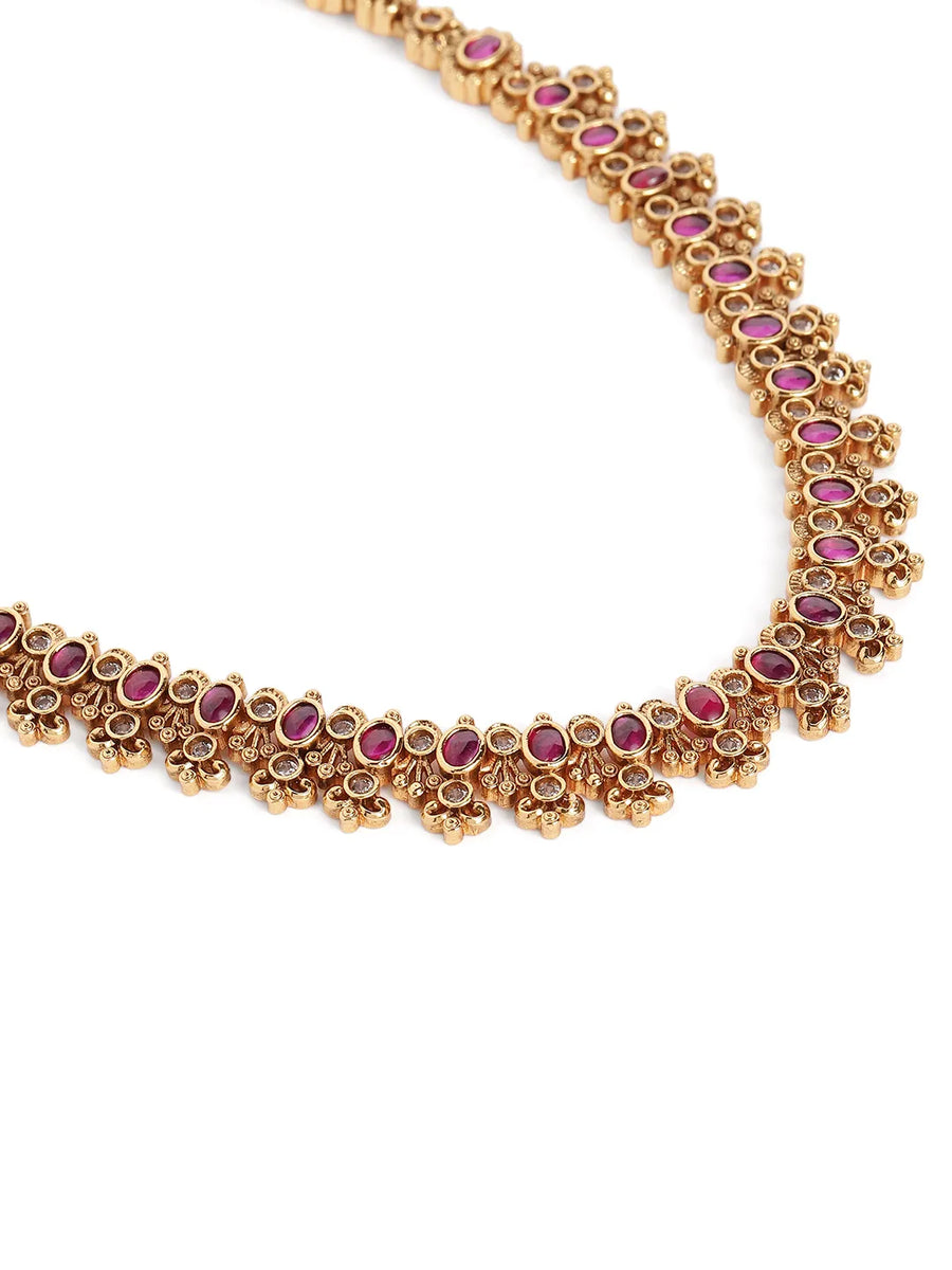 Exquisite Faux Ruby Jhumka Necklace Set