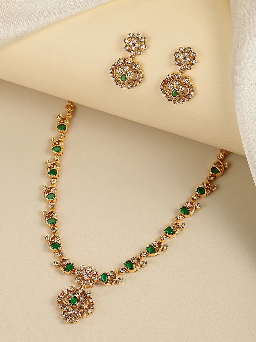 Statement Leaf Motif Necklace Set