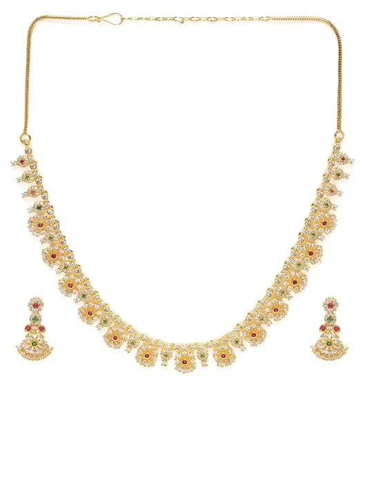 Chic Floral Motif Necklace Set