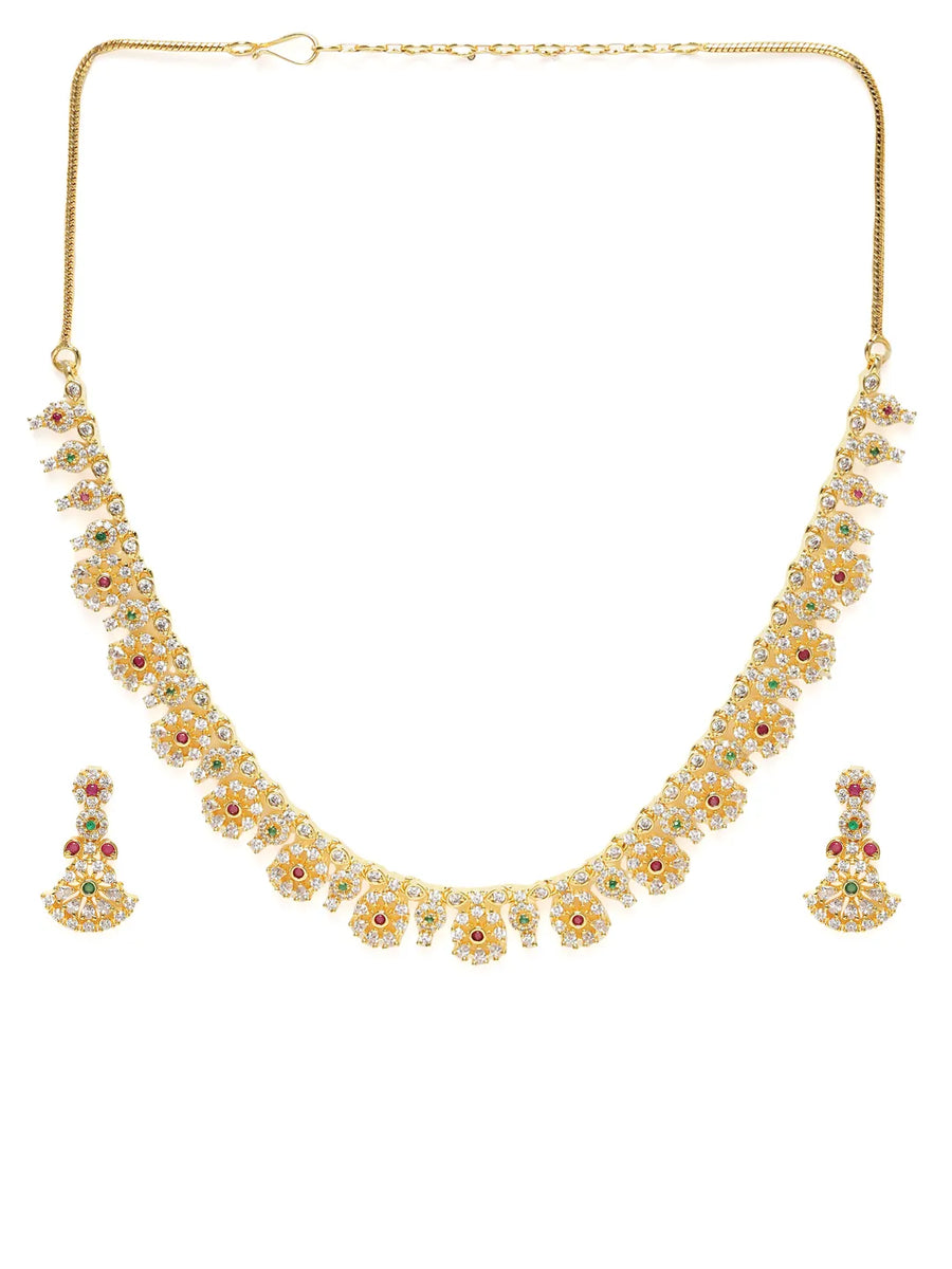 Chic Floral Motif Necklace Set