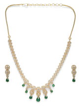 Elegant Emerald Drop CZ Necklace Set