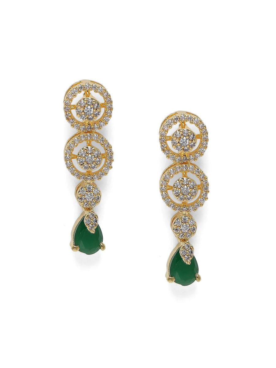 Elegant Emerald Drop CZ Necklace Set