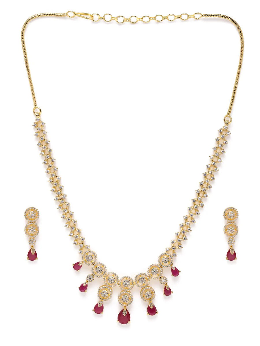 Elegant Emerald Drop CZ Necklace Set