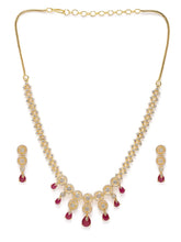 Elegant Emerald Drop CZ Necklace Set