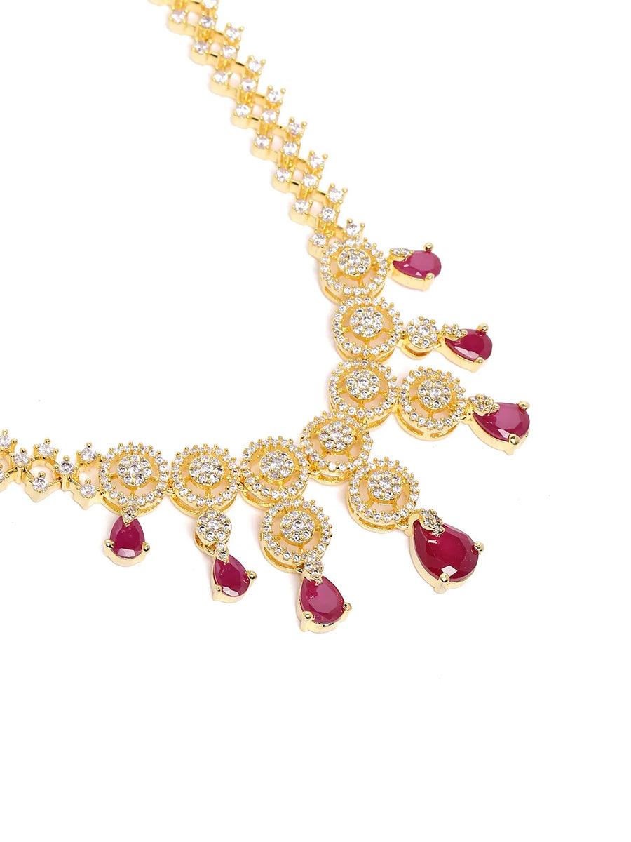 Elegant Emerald Drop CZ Necklace Set