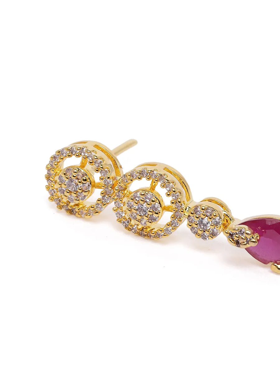 Elegant Emerald Drop CZ Necklace Set