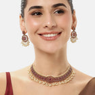Faux Ruby and Pearl Royalty Necklace Set
