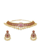 Faux Ruby and Pearl Royalty Necklace Set