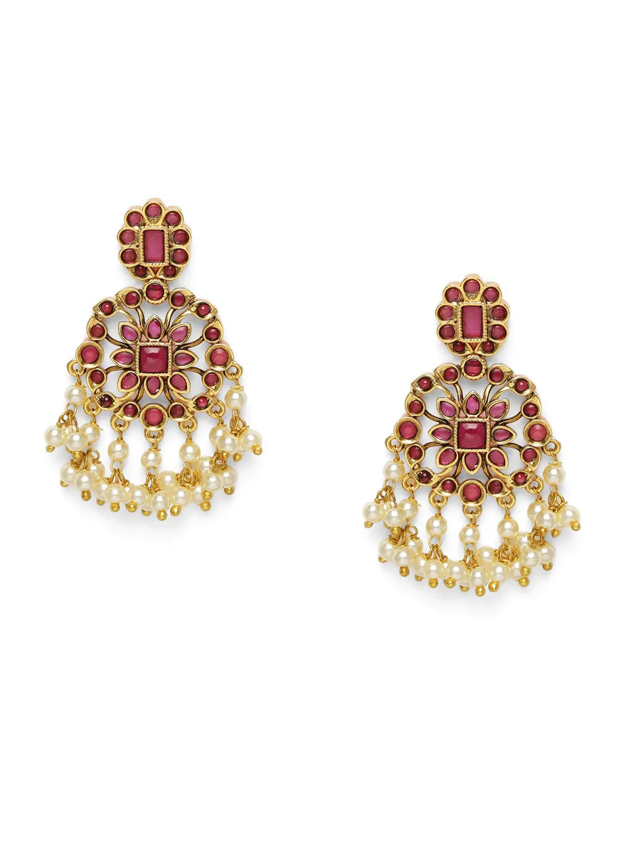 Faux Ruby and Pearl Royalty Necklace Set