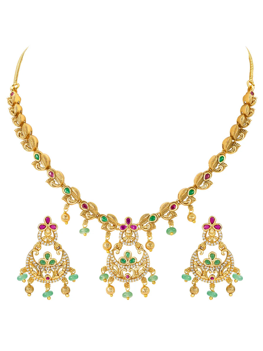 Heritage Temple Style Motif Gold Necklace Set
