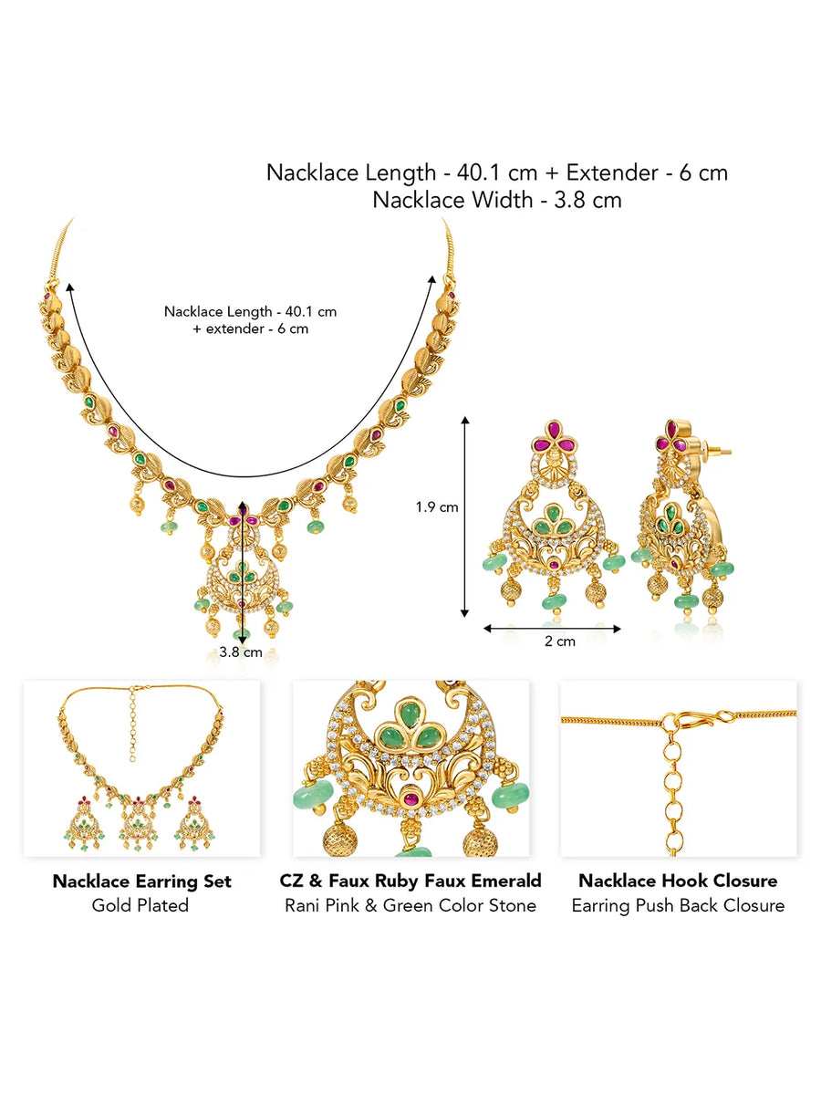 Heritage Temple Style Motif Gold Necklace Set
