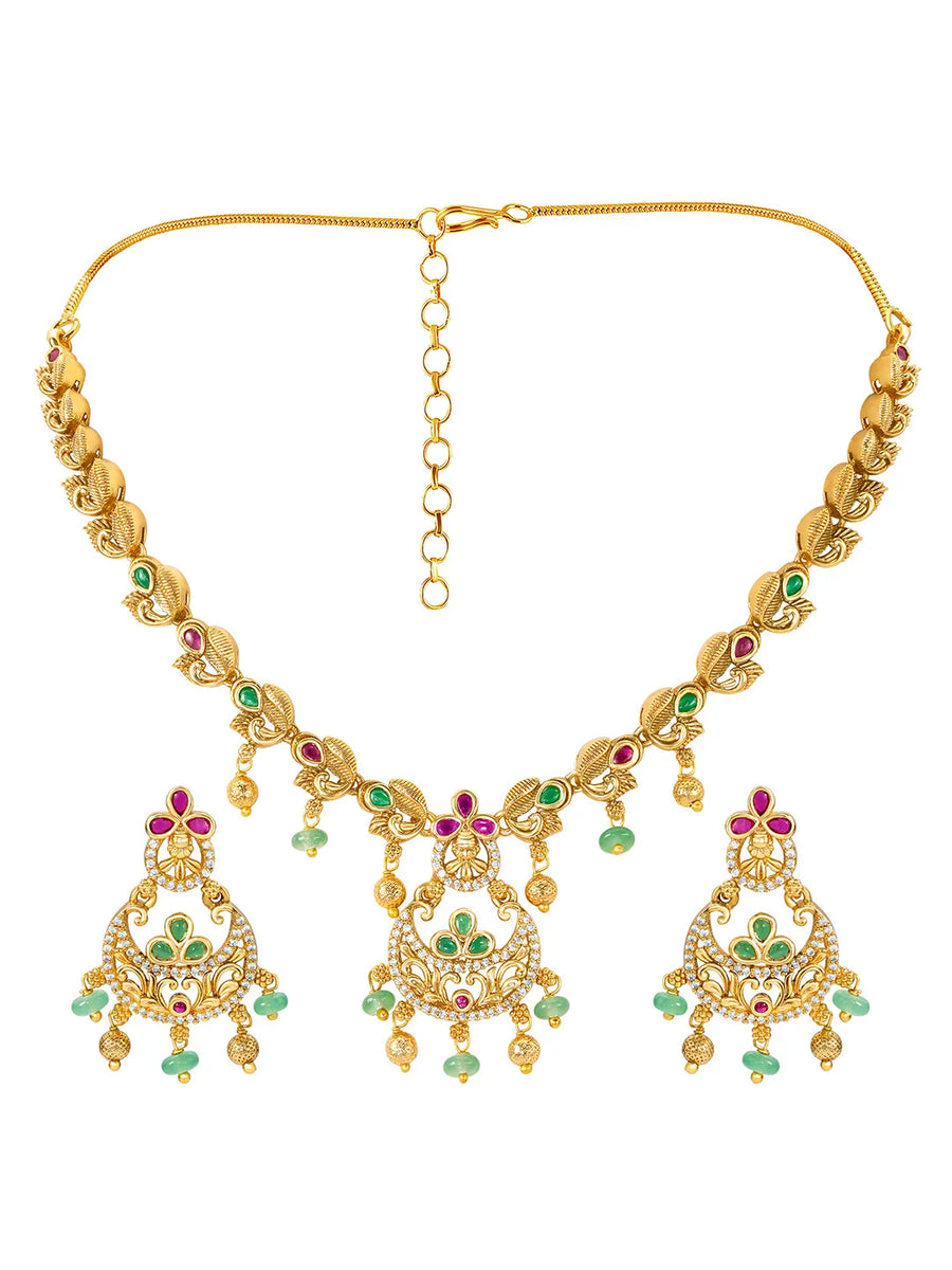 Heritage Temple Style Motif Gold Necklace Set