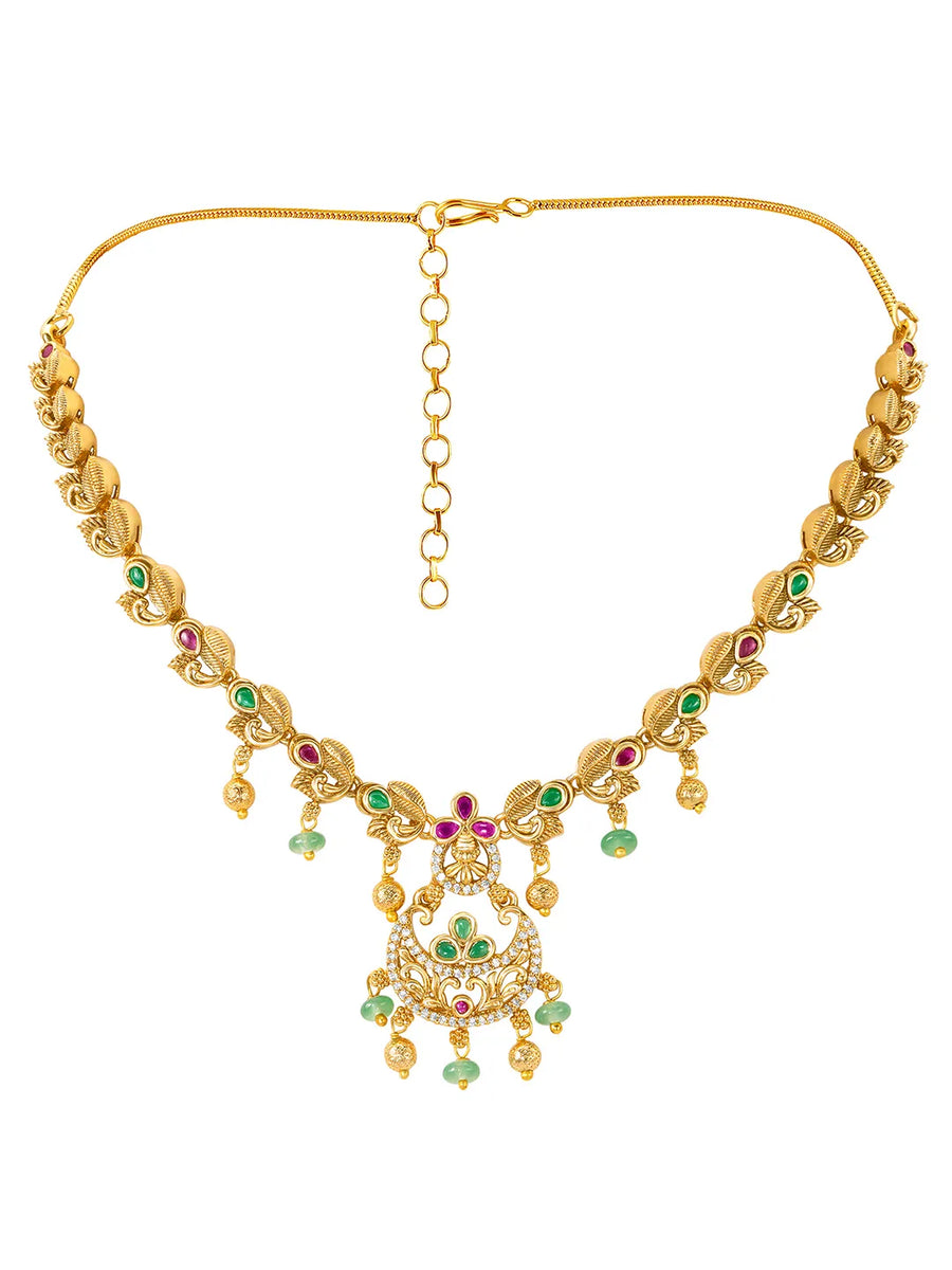 Heritage Temple Style Motif Gold Necklace Set