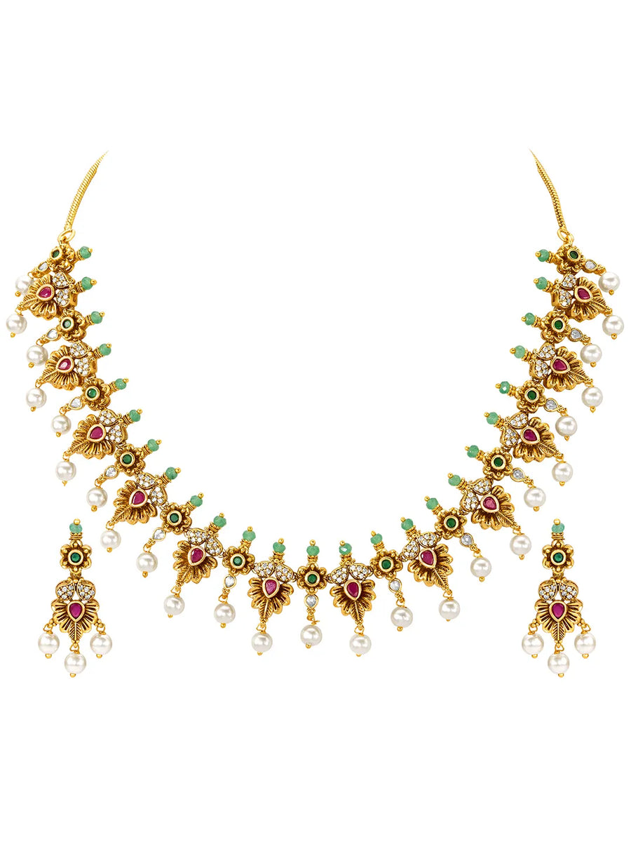 Heirloom Temple Pearl Drop Necklace Set