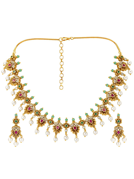 Heirloom Temple Pearl Drop Necklace Set