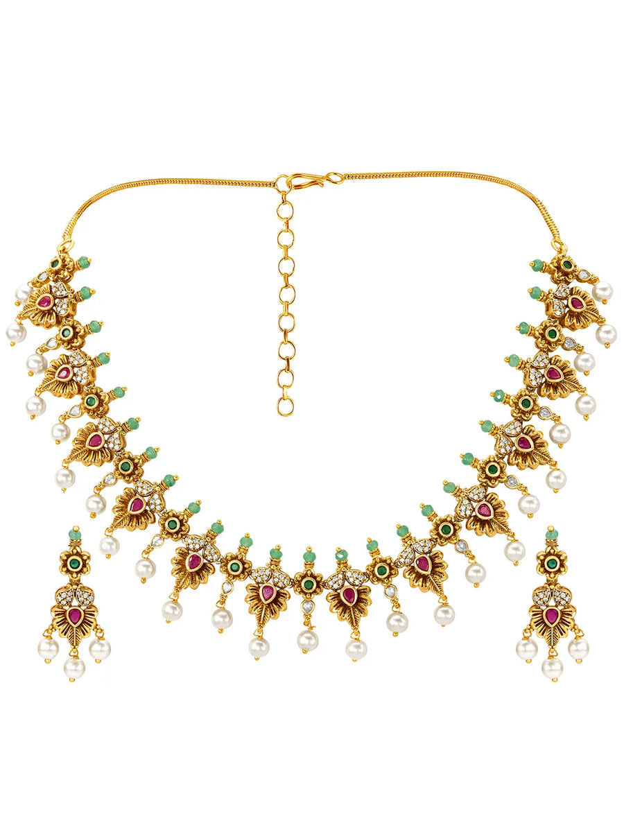 Heirloom Temple Pearl Drop Necklace Set