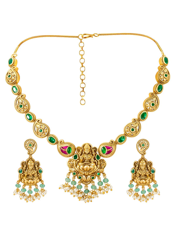 Lakshmi And Kari Motif Temple Necklace Set