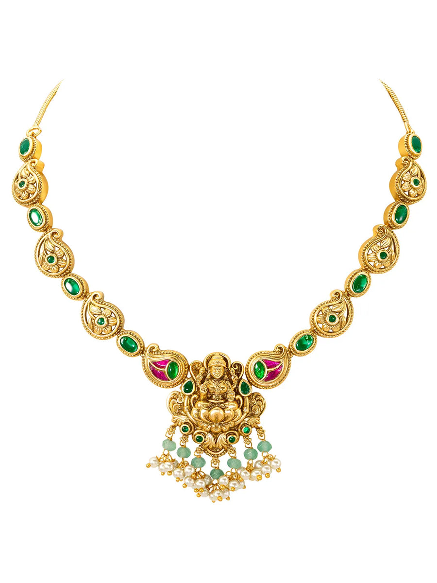 Lakshmi And Kari Motif Temple Necklace Set