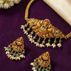 Antique Lakshmi Gold Choker Set with Pearls