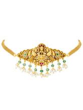 Antique Lakshmi Gold Choker Set with Pearls
