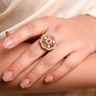 Navratna-Inspired Multicolour Gold Plated Ring