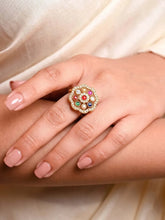 Navratna-Inspired Multicolour Gold Plated Ring