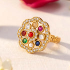 Navratna-Inspired Multicolour Gold Plated Ring
