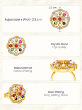 Navratna-Inspired Multicolour Gold Plated Ring