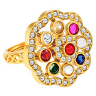Navratna-Inspired Multicolour Gold Plated Ring