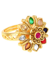 Navratna Floral Royale Traditional Ring