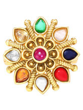 Navratna Floral Royale Traditional Ring