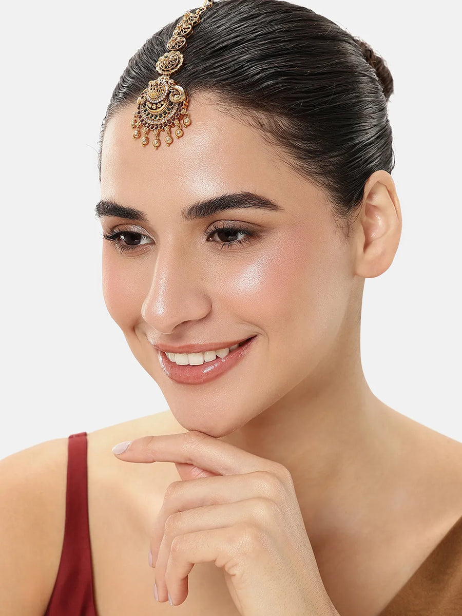 Temple Art Inspired CZ Maangtikka