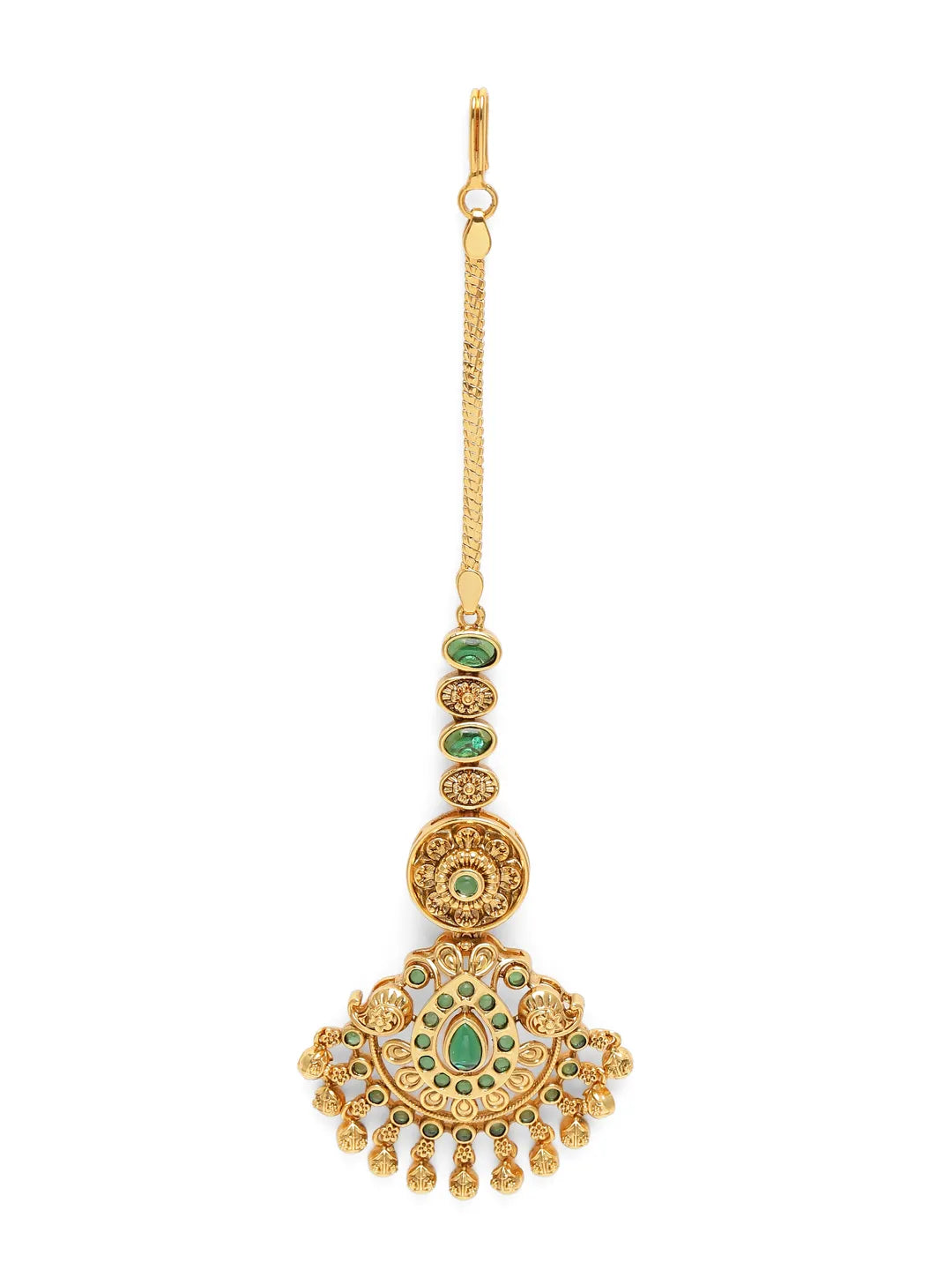 Bridal Charm Faux Emerald Maangtikka
